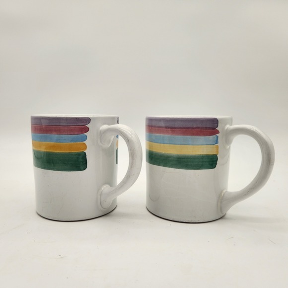 "Soprano" Mugs By Caleca Ceramic Coffee Mugs Vintage Hand Painted Made In Italy - Picture 1 of 10